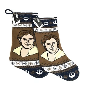 Disney Star Wars Luke Skywalker Knit Christmas Stocking Lined Brown Lot Of 2 - Picture 1 of 4