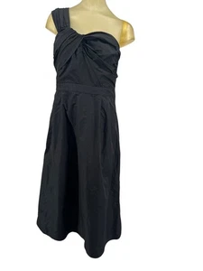 Banana Republic One Shoulder Black taffeta Cocktail Dress size 6 tall new $150 - Picture 1 of 10