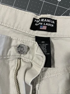 Vintage Polo Jeans Co Hose Herren 40x30 hellbraun 100% Baumwolle Baggy weites Bein Y2K - Bild 1 von 7
