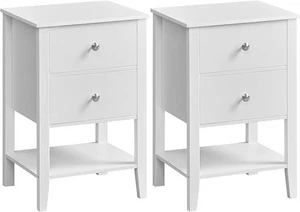 Vasagle Bamboo Bedsides Set of 2 Side Tables Storage Drawers Nightstand Shelf - Picture 1 of 12