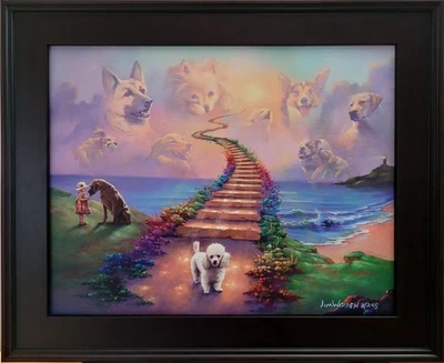 Jim Warren "All Dogs Go To Heaven 6" - Giclee sobre lienzo, LE, artista embellecido Foto 1 de 2