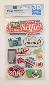 Time For A Selfie Photos Cameras Phone 3D Scrapbooking Stickers By Paper House - Picture 1 of 2