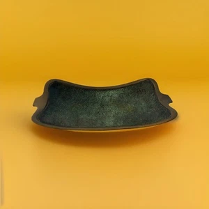 Dayagi Vassoio Cenere Smaltato Verde Riposo Pipa Israele Bronzo Ottone - Foto 1 di 6