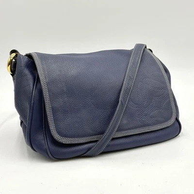 Auténtico bolso de hombro vintage de cuero azul anagrama Loewe Foto 1 de 4