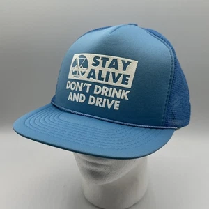 Vtg 80’s Don’t Drink And Drive Mesh SnapBack Trucker Hat Madd Beer Drunk Blue - Picture 1 of 10