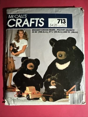 McCall’s Crafts 713 8865 Brooke Shields’ Bears, 35”, 21.5”, 15”, Uncut - Image 1 of 2
