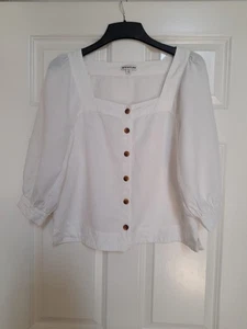 Whistles White 100%Linen Blouse Size 10 - Picture 1 of 6