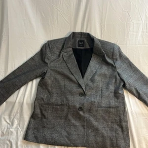 Vera Wang Simply Vera Woman’s Grey Sparkle Plaid Double Button Blazer Size XL - Picture 1 of 9