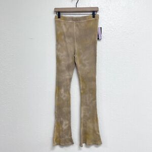 Wild Fable Junior’s Tie Dye Waffle Knit Flare Pull On Lounge Pants Mustard Tan