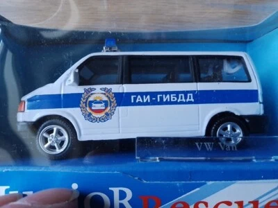 Cararama Volkswagen T4 Police Bus Scale 1:43. White/Blue. - Image 1 of 4