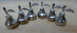 6 Mini PEARS fruit Weighted Metal Silverplate Place Card Holder Set - Picture 1 of 3