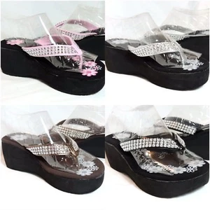 Sandalo infradito zeppa infradito scarpa scintillante accento argento nero bronzo argento rosa - Foto 1 di 6