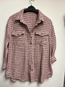 Missguided Red White Check Shacket Size UK 8 Free Postage D1 - Imagen 1 de 7