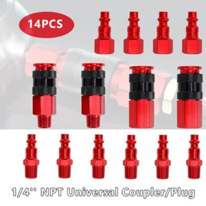 14Pcs Air Tool Fitting Coupler&Plug1/4"NPT Quick Connect for Compressor Airbrush - Picture 1 of 8