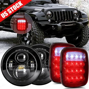 Combo de faros LED + luces traseras DOT de 7 pulgadas para Jeep Wrangler TJ 1997-2006 - Imagen 1 de 17