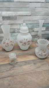 5 Stück Vintage Wikinger Kunst Glas KRISTALLNEBEL satiniert/mattiert handbemalt Waschtisch - Bild 1 von 24
