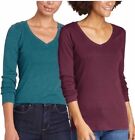 Eddie Bauer Women's 2-Pack Ultra Soft Cotton V-Neck Long Sleeve Shirts XXL