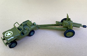 Vintage DINKY TOYS US JEEP & 105MM GUN WW2 +Fast Shipping!