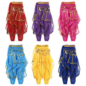 Kids Girls Party Wear Theme Party Belly Dance Pants Elastic Waistband Lace-up