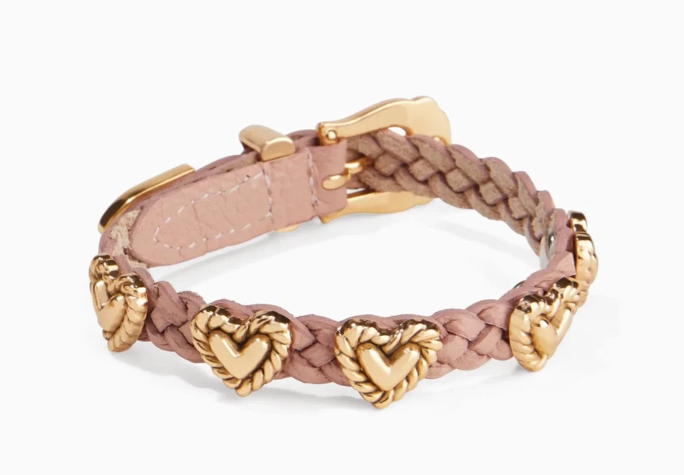 Brighton Roped Heart Braid Bandit Pink Sand Gold Bracelet Bag