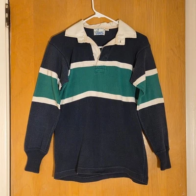 Vtg Rugby American Shirt Mens XS Green Heavy Cotton 70s IL Wesleyan ISU USA Made - image 1 of 4