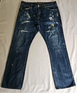 American Eagle Outfitters Original Boot Jeans Distressed Paint Splat Men's 36x34 - Picture 1 of 11