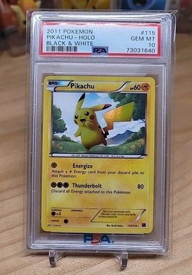 PSA 10 PIKACHU HOLO SECRET RARE #115 2011 BLACK & WHITE SET POKEMON TCG - Image 1 of 3
