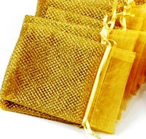 25 Stück edle Organza-Geschenkbeutel,gold,14x10, Weihnachten, Neu - Bild 1 von 1