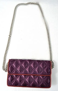 Marc By Marc Jacobs Quilted Satin Evening Bag Clutch Purse Handbag DK Purple New - Picture 1 of 12