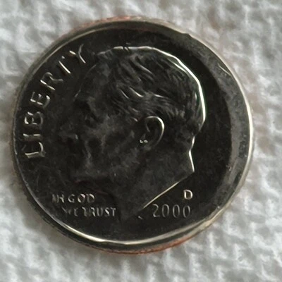 2000 P Roosevelt Dime Error Smaller Broadstrike Partial Collar - Image 1 of 2