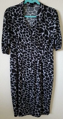 Vestido feminino Enfocus Studio cinza/preto manga 3/4 tamanho 10 - Imagem 1 de 4