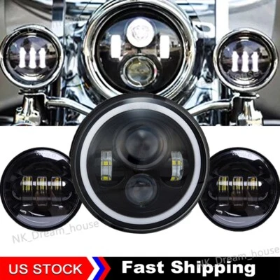 Faro LED de 7 pulgadas + luces de paso de 4,5" para Yamaha Royal Star Venture XVZ1300 Foto 1 de 4