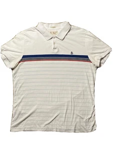 Original Penguin Munsingwear White Stripe Polo Shirt Mens XL Heritage Slim Fit - Picture 1 of 12