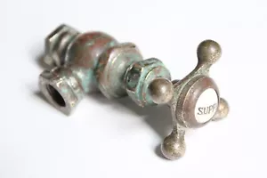 antique faucet shut off wheel valve | vtg deco victorian bathroom sink plumbing - Picture 1 of 10