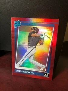 2021 Donruss Cristian Pache Red Holo Parallel Rated Rookie #31 Atlanta Braves - Picture 1 of 2