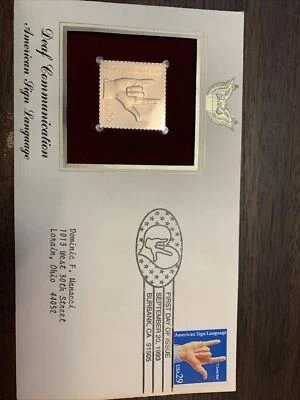 USA 1993 FIRST DAY COVER, DEAF COMMUNICATION AMERICAN SIGN LANGUAGE, GOLD STAMP - Image 1 of 2