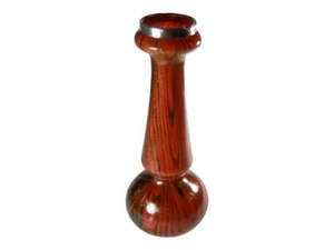 Art Nouveau Bohemian Czech Rindskopf Red Art Glass Vase w 1905 English Sterling - Picture 1 of 9