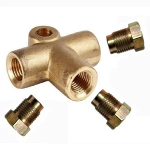 3 Way Brake T Piece Tee With 3 Male Nuts Short Union Metric M10 3 / 16 Pipe 10mm - Picture 1 of 6