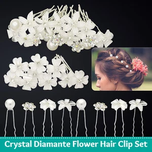 20 PIEZAS ALFILERES PARA EL CABELLO DIAMANTES DE IMITACIÓN PERLAS NUPCIALES BODA DAMA GRADUACIÓN FIESTA CLIPS - Imagen 1 de 12