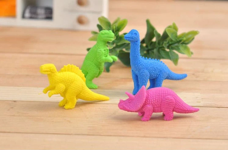 4-64 pc Cute Dinosaurs Animal Erasers Novelty Fun Kids Rubbers Party Bag Fillers - Image 1 of 1