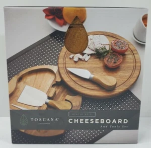 Toscana "Acacia Brie" Cheese Board and Tools Set - 7" - New - Picture 1 of 5