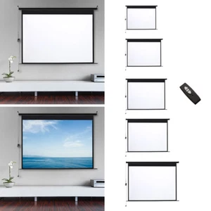 Electric Motorised Projector Screen Home Cinema Remote Control HD TV 72-120'' - Picture 1 of 63