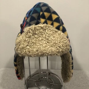 GAP KIDS Sherpa Lined Aztec Navajo Multi Fleece Art Trapper Hat L/XL - Picture 1 of 8