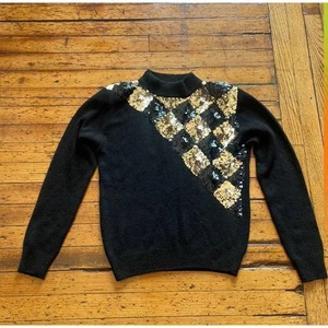 Pappagallo Angora Pullover Schwarz & Gold Pailletten Größe M - Bild 1 von 5