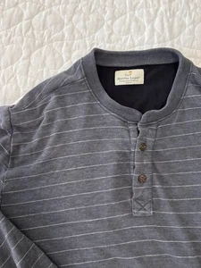 Marine Layer Double Knit Henley Shirt Mens Large Gray Heather Stripe Long Sleeve - Bild 1 von 9