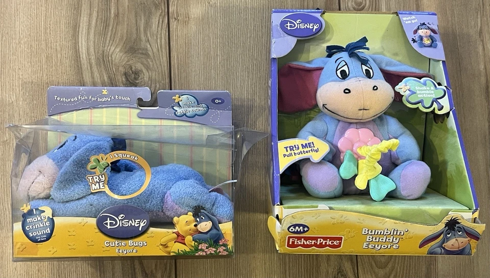 Lot Of 2 Disney Fisher Price Eeyore Happy Ears & Cutie Bugs Plush New in Box - Image 1 of 4