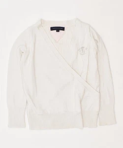 TOMMY HILFIGER Girls V-Neck Jumper Sweater 2-3 Years White Cotton FE05 - Picture 1 of 3