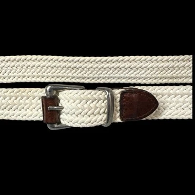 Limited Belt Braided Beige Rope Brown Italian Leather Womens Sz M Made USA - Image 1 of 4