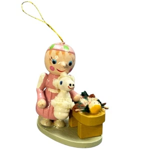 Vintage Kurt Adler Little Miss Muffet Holz Ornament Kinderreim Weihnachten 70er - Bild 1 von 12