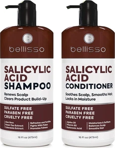 Salicylic Acid Shampoo and Conditioner Set - Scalp Exfoliator Formula for Flakes - Picture 1 of 12
